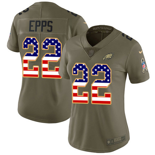 Premium Eagles #22 Marcus Epps Olive/USA Flag Women's Stitched NFL Limited 2017 Salute To Service Jersey Limited stock Order now to cheer for the Eagles