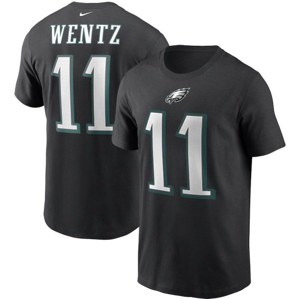 Gorgeous Philadelphia Eagles #11 Carson Wentz Team Player Name & Number T Shirt Black Act fast Only a few left Secure your Eagles jersey today