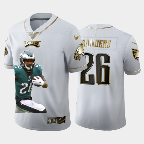 Delightful Philadelphia Eagles #26 Miles Sanders Team Hero Vapor Limited NFL 100 Jersey White Golden With high demand Order now to show your love for the Eagles