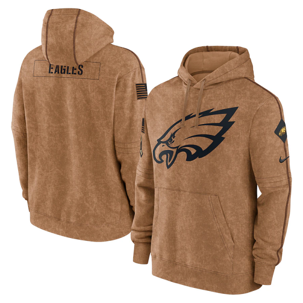 Premium Philadelphia Eagles Men's Nike Brown 2023 Salute To Service Club Pullover Hoodie Limited stock Order now to cheer for the Eagles