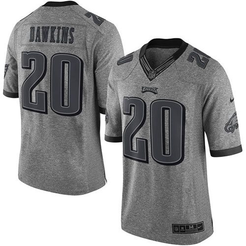 Stunning Eagles #20 Brian Dawkins Gray Men's Stitched NFL Limited Gridiron Gray Jersey Limited stock Order now to cheer for the Eagles