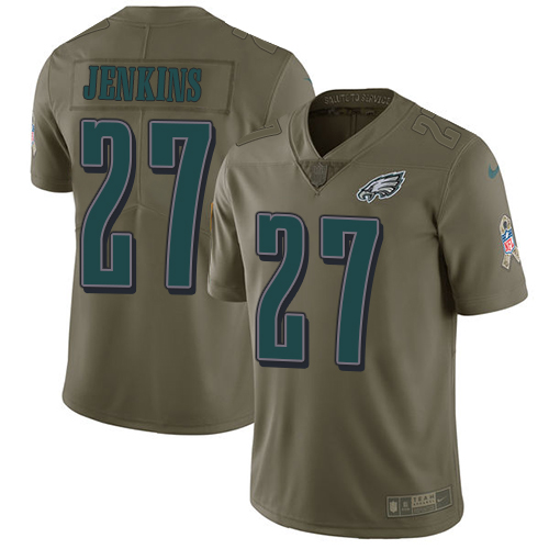 Delightful Eagles #27 Malcolm Jenkins Olive Youth Stitched NFL Limited 2017 Salute to Service Jersey Limited stock Order now to cheer for the Eagles