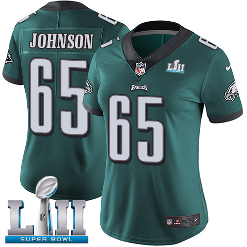 Stunning Eagles #65 Lane Johnson Midnight Green Team Color Super Bowl LII Women's Stitched NFL Vapor Untouchable Limited Jersey Be among the first to own Order your Eagles jersey right away