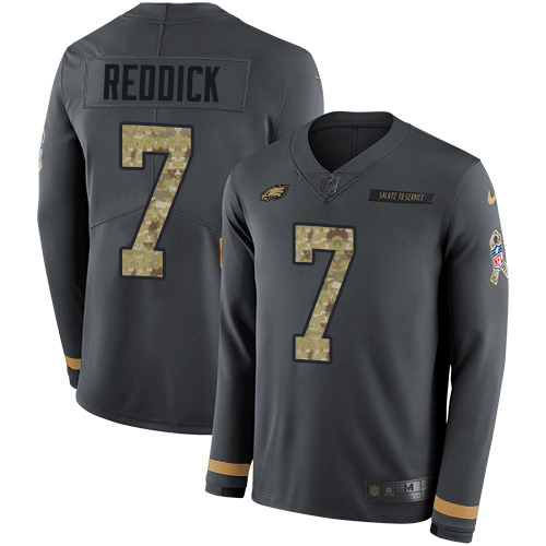 Superb Eagles #7 Haason Reddick Anthracite Salute to Service Men's Stitched NFL Limited Therma Long Sleeve Jersey Retailers boost your inventory Order these popular Eagles jerseys