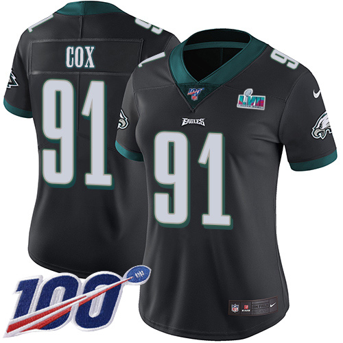 Superb Eagles #91 Fletcher Cox Black Super Bowl LVII Patch Alternate Women's Stitched NFL 100th Season Vapor Limited Jersey For a short time available Don't miss your chance to own an Eagles jersey
