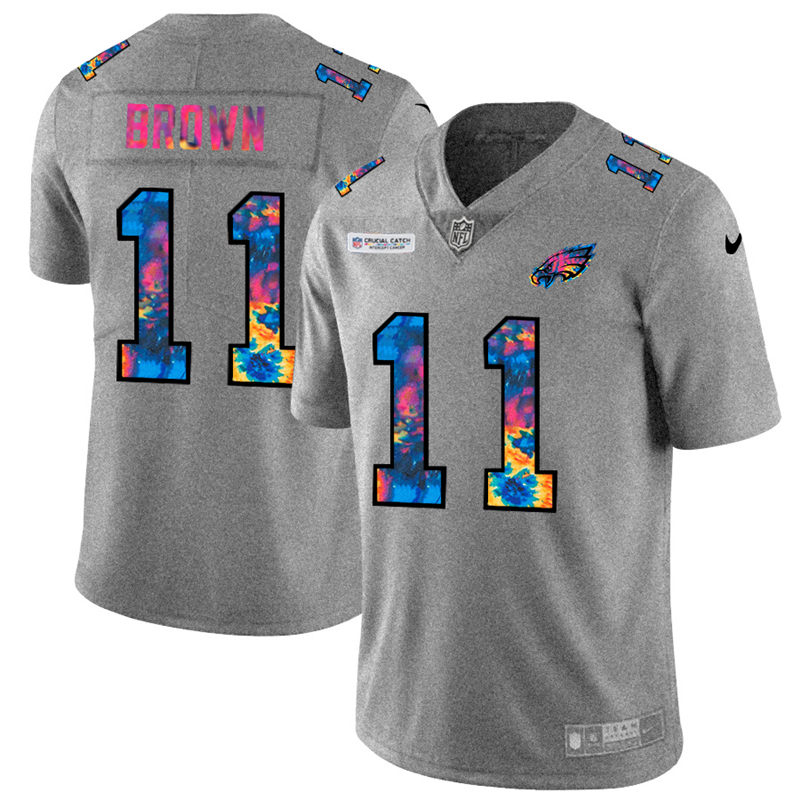 Amazing Philadelphia Eagles #11 A.J. Brown Men's Multi Color 2020 NFL Crucial Catch NFL Jersey Greyheather For a short time available Don't miss your chance to own an Eagles jersey