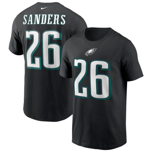 Outstanding Philadelphia Eagles #26 Miles Sanders Name & Number T Shirt Black Sports enthusiasts Seize the opportunity Order your Eagles jersey
