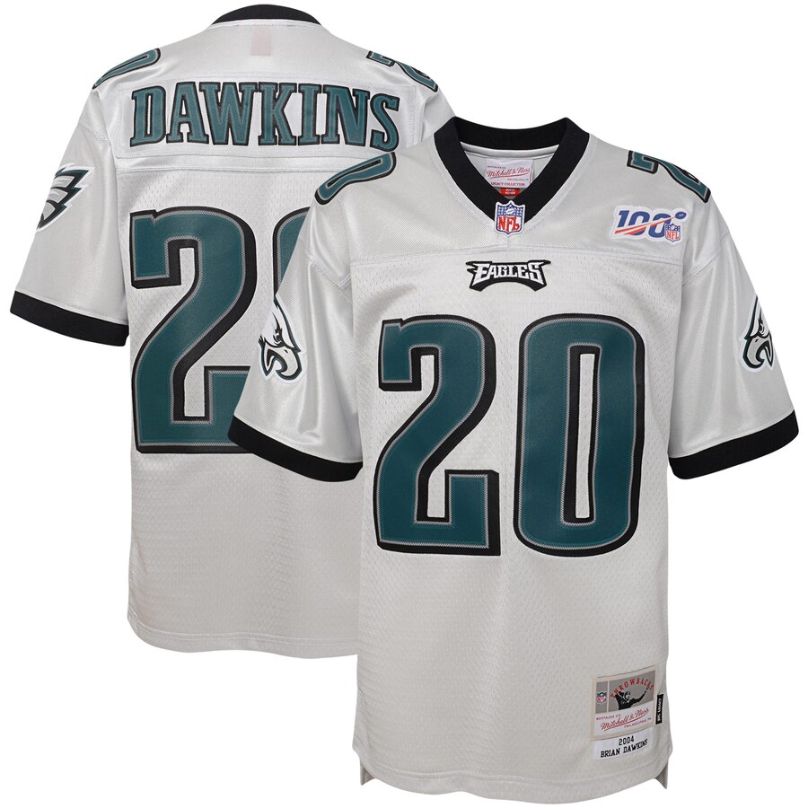 HighQuality Youth Philadelphia Eagles #20 Brian Dawkins Mitchell & Ness Platinum NFL 100 Retired Player Legacy Jersey Retailers boost your inventory Order these popular Eagles jerseys