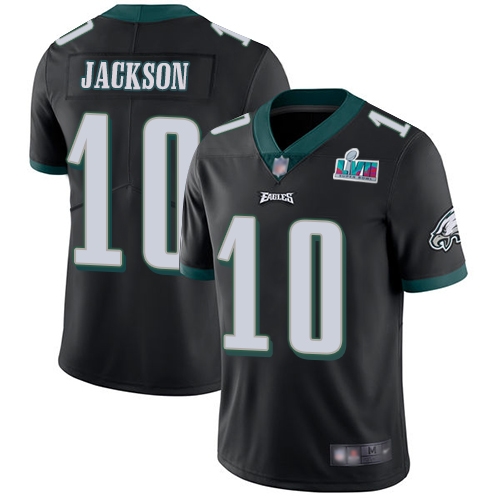 Outstanding Eagles #10 DeSean Jackson Black Super Bowl LVII Patch Alternate Youth Stitched NFL Vapor Untouchable Limited Jersey Sports fans this is your chance Order soon to support the Eagles