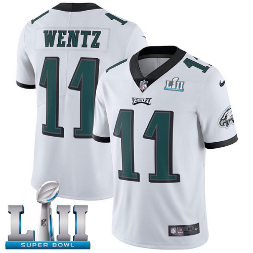 Gorgeous Eagles #11 Carson Wentz White Super Bowl LII Youth Stitched NFL Vapor Untouchable Limited Jersey Act fast Only a few left Secure your Eagles jersey today