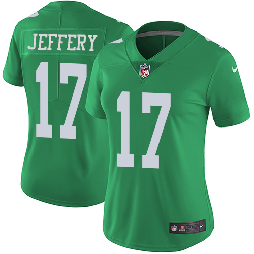 Outstanding Eagles #17 Alshon Jeffery Green Women's Stitched NFL Limited Rush Jersey Retailers boost your inventory Order these popular Eagles jerseys