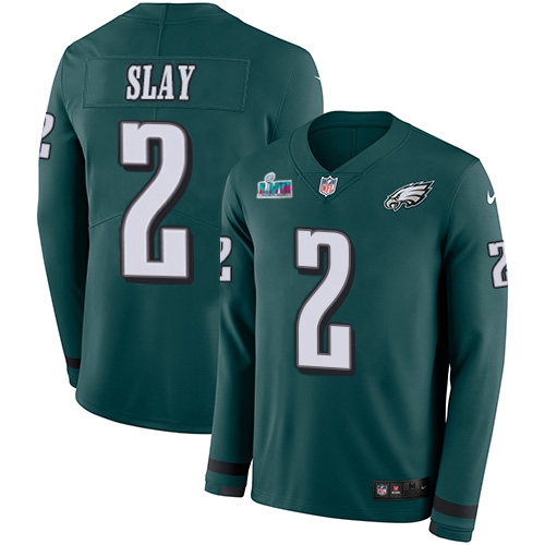 Exceptional Eagles #2 Darius Slay Green Super Bowl LVII Patch Team Color Men's Stitched NFL Limited Therma Long Sleeve Jersey For a short time available Don't miss your chance to own an Eagles jersey