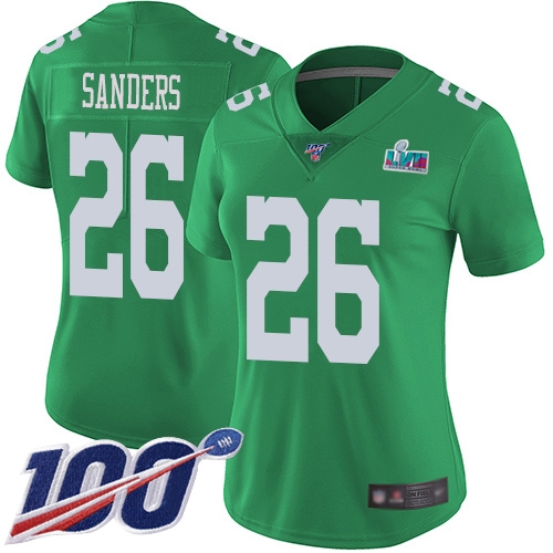 Exceptional Eagles #26 Miles Sanders Green Super Bowl LVII Patch Women's Stitched NFL Limited Rush 100th Season Jersey For a short time available Don't miss your chance to own an Eagles jersey
