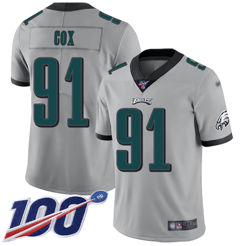 Delightful Eagles #91 Fletcher Cox Silver Men's Stitched NFL Limited Inverted Legend 100th Season Jersey With high demand Order now to show your love for the Eagles