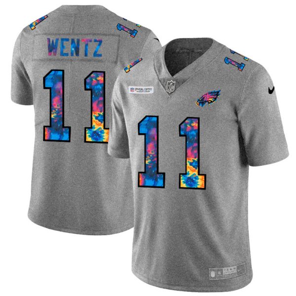 HighQuality Philadelphia Eagles #11 Carson Wentz Men's Multi Color 2020 NFL Crucial Catch NFL Jersey Greyheather Act fast Only a few left Secure your Eagles jersey today