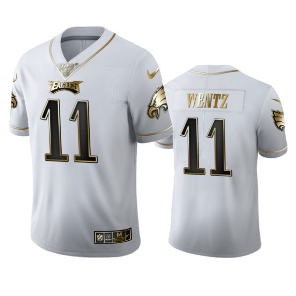 Gorgeous Philadelphia Eagles #11 Carson Wentz Men's White Golden Edition Vapor Limited NFL 100 Jersey Sports enthusiasts Seize the opportunity Order your Eagles jersey