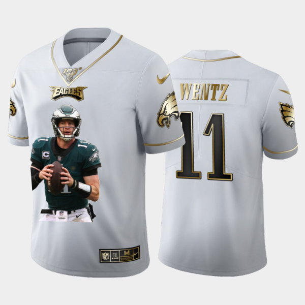 Premium Philadelphia Eagles #11 Carson Wentz Team Hero 1 Vapor Limited NFL 100 Jersey White Golden Hurry Exclusive offer Place your order for an Eagles jersey immediately