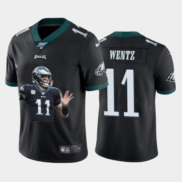 Premium Philadelphia Eagles #11 Carson Wentz Team Hero 2 Vapor Limited NFL 100 Jersey Black Limited stock Order now to cheer for the Eagles