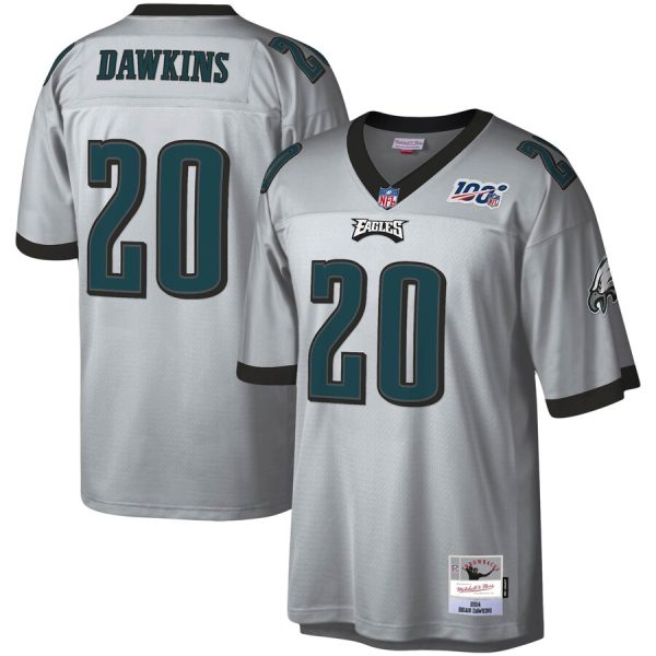 HighQuality Philadelphia Eagles #20 Brian Dawkins Mitchell & Ness NFL 100 Retired Player Platinum Jersey Sports fans this is your chance Order soon to support the Eagles