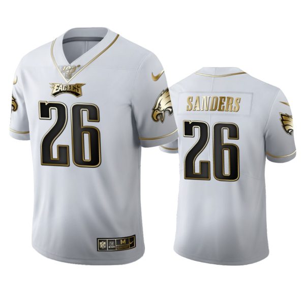 Amazing Philadelphia Eagles #26 Miles Sanders Men's White Golden Edition Vapor Limited NFL 100 Jersey Retailers boost your inventory Order these popular Eagles jerseys