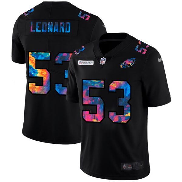 Fantastic Philadelphia Eagles #53 Shaquille Leonard Men's Multi Color Black 2020 NFL Crucial Catch Vapor Untouchable Limited Jersey Retailers boost your inventory Order these popular Eagles jerseys