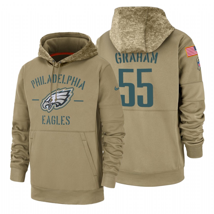 Amazing Philadelphia Eagles #55 Brandon Graham Tan 2019 Salute To Service Name & Number Sideline Therma Pullover Hoodie For a short time available Don't miss your chance to own an Eagles jersey