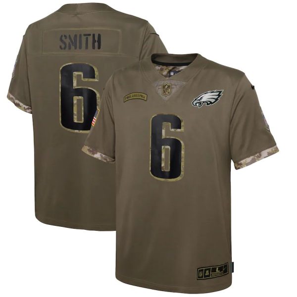 Exceptional Philadelphia Eagles #6 Devonta Smith Youth 2022 Salute To Service Limited Jersey Olive Act fast Only a few left Secure your Eagles jersey today