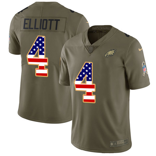 Delightful Eagles #4 Jake Elliott Olive/USA Flag Men's Stitched NFL Limited 2017 Salute To Service Jersey Limited stock Order now to cheer for the Eagles