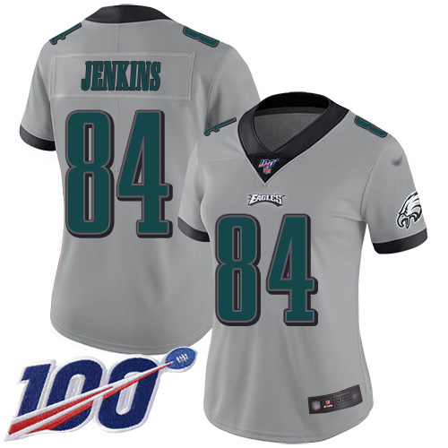 Premium Eagles #84 E.J. Jenkins Silver Women's Stitched NFL Limited Inverted Legend 100th Season Jersey With high demand Order now to show your love for the Eagles
