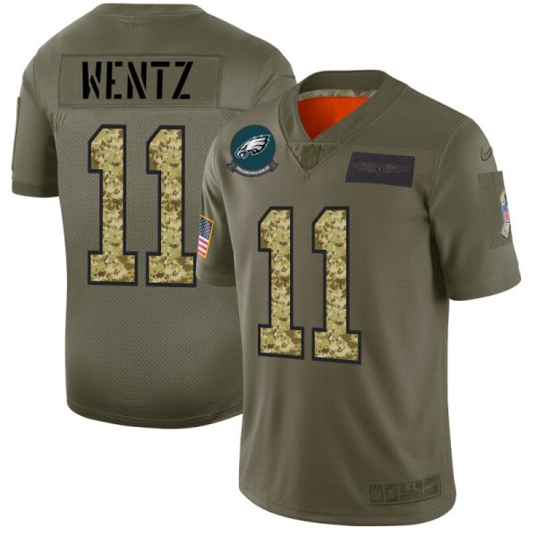 Exceptional Philadelphia Eagles #11 Carson Wentz Men's 2019 Olive Camo Salute To Service Limited NFL Jersey Limited stock Order now to cheer for the Eagles