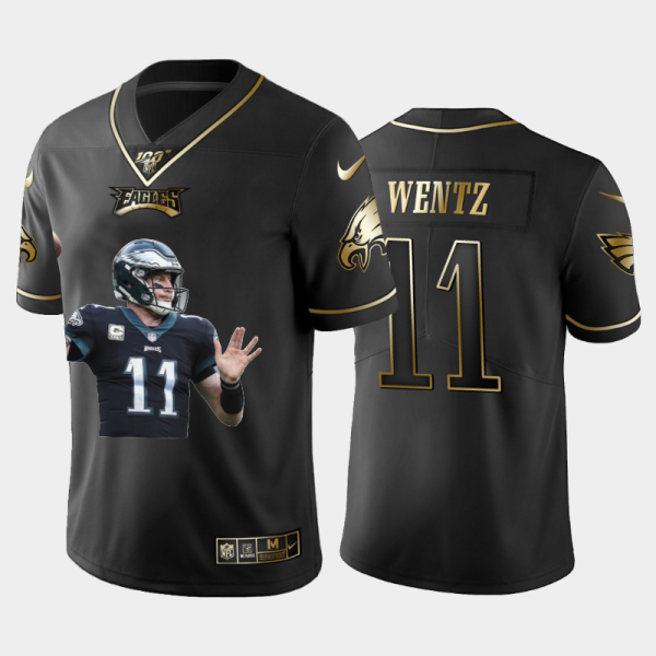 Gorgeous Philadelphia Eagles #11 Carson Wentz Team Hero 1 Vapor Limited NFL 100 Jersey Black Golden With high demand Order now to show your love for the Eagles