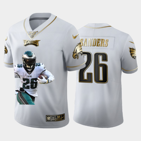 Exceptional Philadelphia Eagles #26 Miles Sanders Team Hero 3 Vapor Limited NFL 100 Jersey White Golden Act fast Only a few left Secure your Eagles jersey today