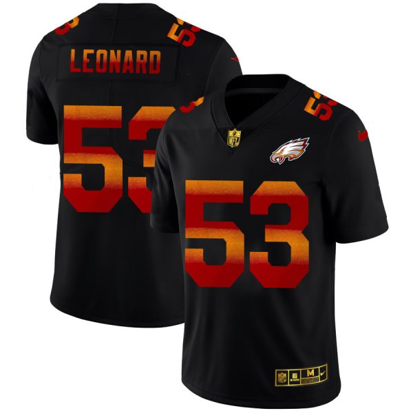 Stunning Philadelphia Eagles #53 Shaquille Leonard Men's Black Red Orange Stripe Vapor Limited NFL Jersey Limited stock Order now to cheer for the Eagles