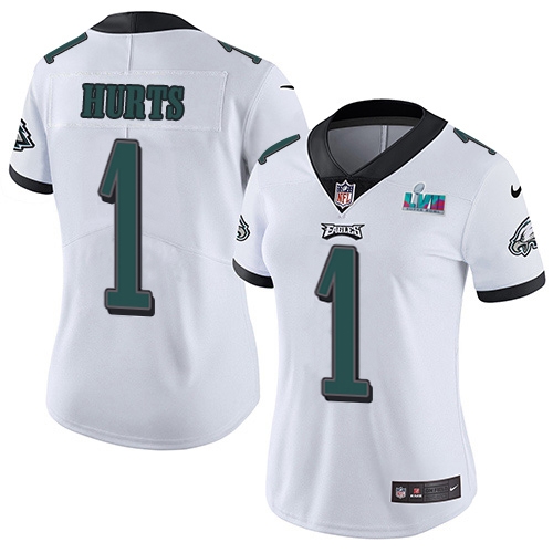 Delightful Eagles #1 Jalen Hurts White Super Bowl LVII Patch Women's Stitched NFL Vapor Untouchable Limited Jersey Retailers boost your inventory Order these popular Eagles jerseys