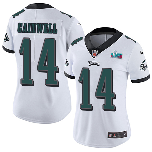 Stunning Eagles #14 Kenneth Gainwell White Super Bowl LVII Patch Women's Stitched NFL Vapor Untouchable Limited Jersey Act fast Only a few left Secure your Eagles jersey today