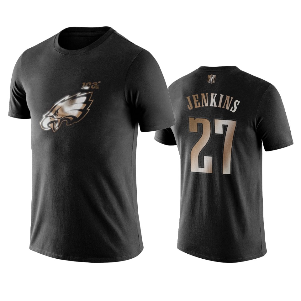 HighQuality Eagles #27 Malcolm Jenkins Black NFL Black Golden 100th Season T Shirts Limited stock Order now to cheer for the Eagles