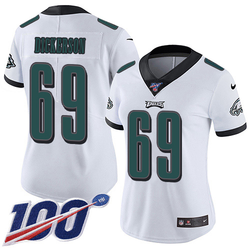 Exceptional Eagles #69 Landon Dickerson White Women's Stitched NFL 100th Season Vapor Untouchable Limited Jersey With high demand Order now to show your love for the Eagles