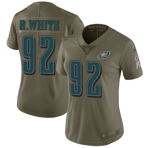 Superb Eagles #92 Reggie White Olive Women's Stitched NFL Limited 2017 Salute to Service Jersey Limited stock Order now to cheer for the Eagles