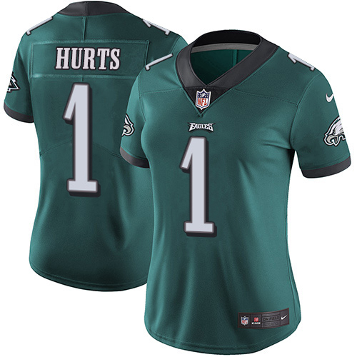 Amazing Eagles #1 Jalen Hurts Green Team Color Women's Stitched NFL Vapor Untouchable Limited Jersey Be among the first to own Order your Eagles jersey right away