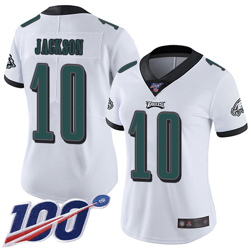 Amazing Eagles #10 DeSean Jackson White Women's Stitched NFL 100th Season Vapor Limited Jersey Sports enthusiasts Seize the opportunity Order your Eagles jersey