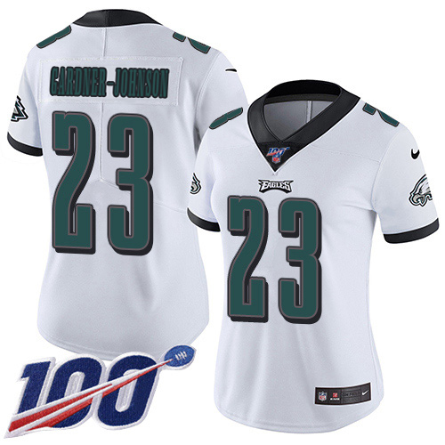 Superb Eagles #23 C.J. Gardner Johnson White Women's Stitched NFL 100th Season Vapor Untouchable Limited Jersey Act fast Only a few left Secure your Eagles jersey today