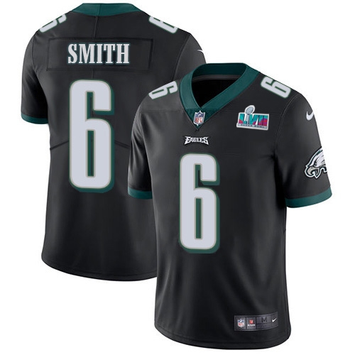 Exceptional Eagles #6 DeVonta Smith Black Super Bowl LVII Patch Alternate Youth Stitched NFL Vapor Untouchable Limited Jersey Sports fans this is your chance Order soon to support the Eagles