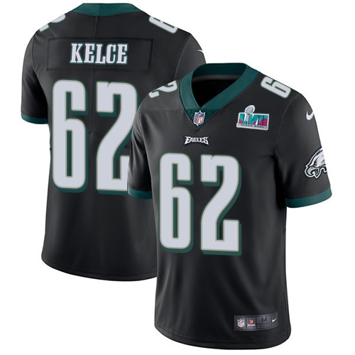 Fantastic Eagles #62 Jason Kelce Black Super Bowl LVII Patch Alternate Youth Stitched NFL Vapor Untouchable Limited Jersey Be among the first to own Order your Eagles jersey right away
