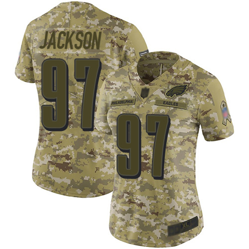 Outstanding Eagles #97 Malik Jackson Camo Women's Stitched NFL Limited 2018 Salute to Service Jersey Collectors this is a must have Add this Eagles jersey to your collection