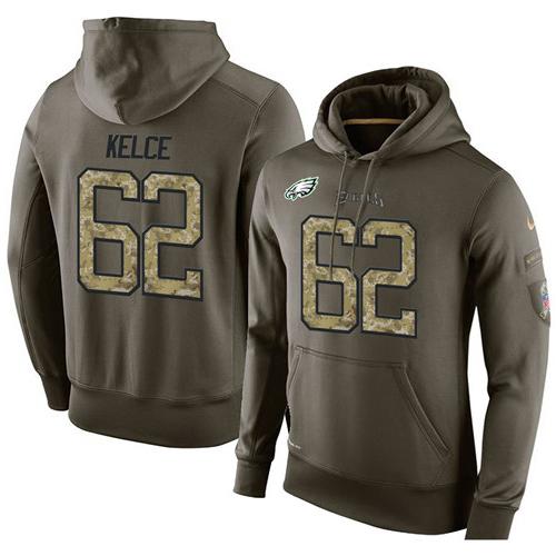 Exceptional NFL Men's Philadelphia Eagles #62 Jason Kelce Stitched Green Olive Salute To Service KO Performance Hoodie Sports enthusiasts Seize the opportunity Order your Eagles jersey