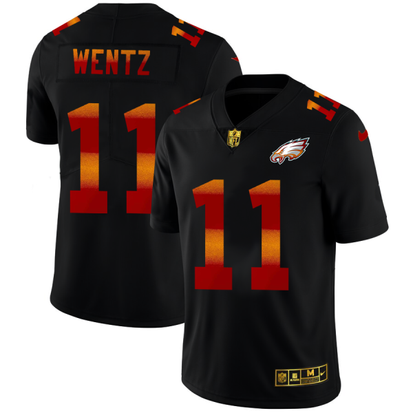 Delightful Philadelphia Eagles #11 Carson Wentz Men's Black Red Orange Stripe Vapor Limited NFL Jersey Limited stock Order now to cheer for the Eagles