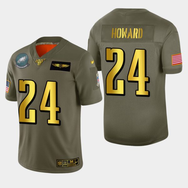 Fantastic Philadelphia Eagles #24 Jordan Howard Men's Olive Gold 2019 Salute to Service Limited NFL 100 Jersey Sports fans this is your chance Order soon to support the Eagles