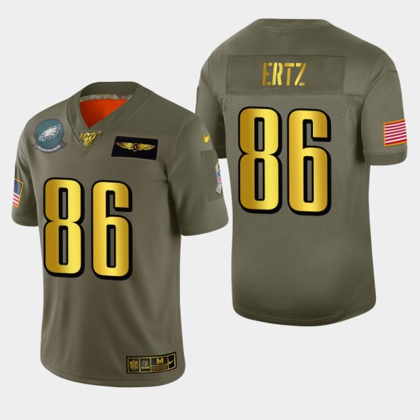 Fantastic Philadelphia Eagles #86 Zach Ertz Men's Olive Gold 2019 Salute to Service Limited NFL 100 Jersey Sports enthusiasts Seize the opportunity Order your Eagles jersey
