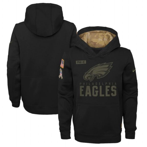 Premium Philadelphia Eagles Youth 2020 Salute to Service Pullover Performance Hoodie Black Retailers boost your inventory Order these popular Eagles jerseys