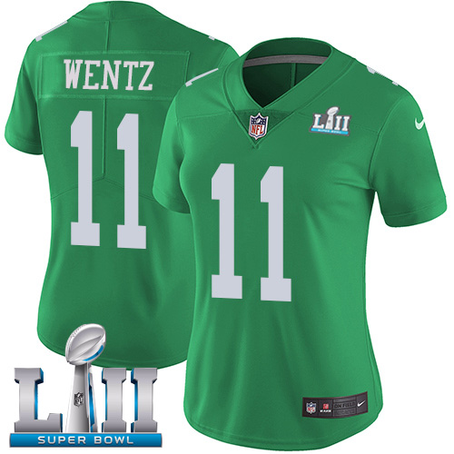 Delightful Eagles #11 Carson Wentz Green Super Bowl LII Women's Stitched NFL Limited Rush Jersey Sports fans this is your chance Order soon to support the Eagles